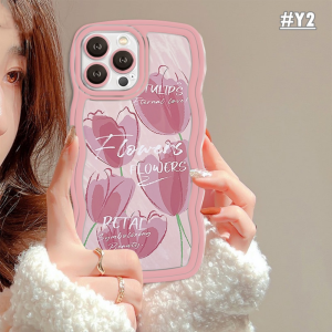 (Lokal Ready) Xinyu Casing hp Redmi A2 A1 Redmi Note 12 4G Note 12 Pro Note 11S 11 Pro Redmi 10 2022 10C 10A 9A 9C 9T Note 10 5G Note 10S Note 9 Note 9 Pro Note 8 Wavy Hati Pink Bunga Tulip Pinggir Gelombang Kasus Lembut Softcase