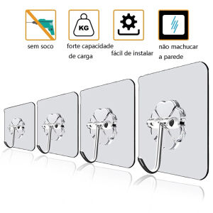 ตะขอแขวนติดผนัง แบบใสที่แขวนติดผนัง ตะขอแขวนผนังอเนกประสงค์ รับน้ำหนักได้เยอะ คุณภาพดี ลอกไม่ทิ้งคราบ ไม่ต้องเจาะ ไม่ขึ้นสนิม100% hooks hanging ทีแขวนผนังตะขอแขวนในห้องน้ำ