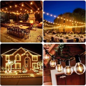 Solar/UK Plug String Lights Fairy lights Lampu Raya hari raya lights G40 Tungsten String Lights/LED Solar Light Shatterproof Outdoor Umbrella Lights Hari Raya Decoration
