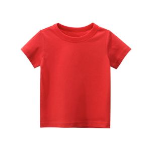 Boys Plain TShirt Kids T-shirt Solid Girl Children Tops Short Sleeve Neck Summer Childrens Clothing