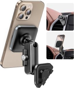 APPS2Car Magnetic Phone Mount for 2015- F150 & 2017- Super Duty 2018- Expedition 20*N55 Magnets Aluminum No Shake No Block Airflow Easy Install fits iPhone & All Android (ring)