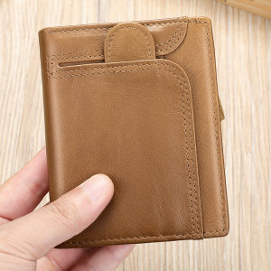 EDERN 2025 da bò mới người đàn ông của ví RFID chặn Ví Da Chính thật Retro giản dị Ví ngắn gập đôi đồ đựng Thẻ Ví đựng xu