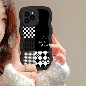 (Lokal Ready) Xinyu Casing hp OPPO Reno 8T 4G Reno 6 5G Reno 5 Reno 5F Reno 4F  Wavy Edge Smiley Pola Penyambungan Leopard Lembut Sarung Tpu Soft Case