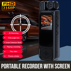 Portable Recorder With Screen Mini Sports Camera Video Recording Pocket Camera Back Clip Body Camera