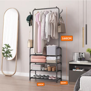 Large Capacity Multi-layer Stand Indoor Shoe Rack Dust-proof Coat Hook Stand Home Multi-functional Shoe Hat Stand Floor-standing