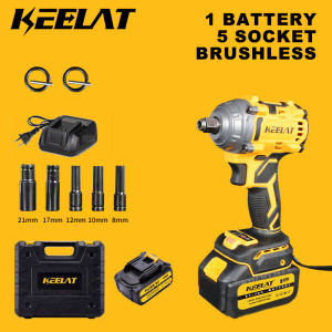 KEELAT 1/2%1/4" Electric Impact Wrench Cordless 420N.M Brushless Wrench Screwdriver Impact Driver Ratche