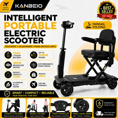 KANBEIO PMA | PMD | Manual Folding Scooter | Lightweight Scooter | Four Wheel Elderly Mobile Scooter