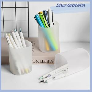 Ditur ถังใส่ปากกาแปรงแต่งหน้ากล่องใสเก็บตั้งโต๊ะกล่องใส่ปากกาโปร่งใสใส่ทางเข้าครัว