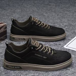 Men Korean Fashion Breathable All Match Lace Up Sports Sneakers Comfort Casual White Rubber Shoes For Men On Sale