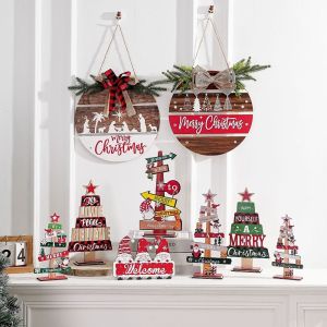 DFGFIN ต้นคริสต์มาส ตกแต่งโต๊ะทำงาน ซานตาคลอส ไม้ ของตกแต่งโต๊ะ สร้างสรรค์ จดหมาย ป้ายตั้งโต๊ะ ของตกแต่งงานปาร์ตี้คริสต์มาส