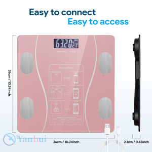 Timbangan Badan Digital /USB Rechargeable Smart Body Fat Scale / Bluetooth Digital Body Scale/Timbangan Badan Tempered Glass LED