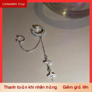 CS Khuyên tai kẹp tua rua hình ngôi sao pha lê lấp lánh dành cho nữ khuyên tai kẹp vành không cần xỏ lỗ đính kim cương giả trang sức xương sụn tai