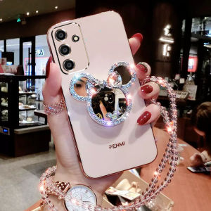 Phone Case For Samsung A16 A55 A35 A25 A15 A05S A24 A14 A54 A34 5G A13 4G A04S With Mirror & Long Lanyard