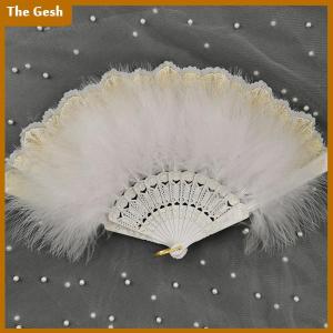 [The Gesh] Lolita Feather Folding Fan Fairy Dark Gothic Court Dance Wedding Party Decor