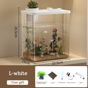 Fish Tank Ecological Aquarium Acrylic Material with Cover Transparent  Anti Fall Desktop FishTank