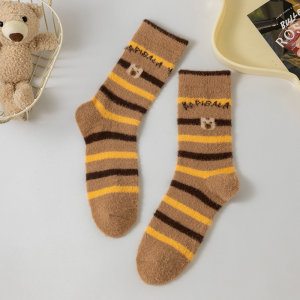 5Pairs Soft Capybara Plush Socks Women Imitation Mink Thermal Warm Mid-tube Stockings Floor Sleep Sock Plush Thickened Socks