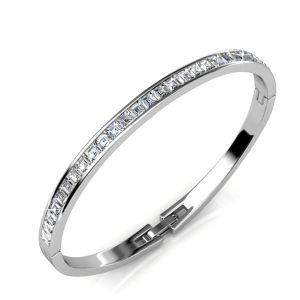 Her Jewellery Chic Bangle (White Gold) - Luxury Crystal Embellishments plated with 18K Gold