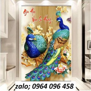 Tranh gạch 3d tranh chim công - GKM9