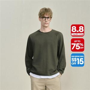 Giordano Men Twill crewneck raglan sleeve sweatshirt Free Shipping 18026813