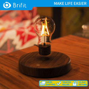 Brifit Floating Light Bulb Desk Lamp Magnetic Levitating Lamps LED Night Light Unique Gifts for Christmas and New Year (Dark Brown Base)