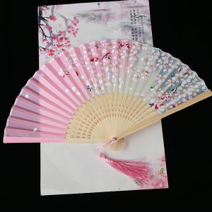 OOC Quality Elegant Colorful Summer Gift Vintage Style Bamboo Wooden Home Decoration Dance Hand Fan Folding Fan Fan Crafts