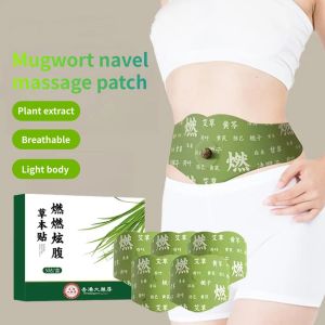 Herbal Slimming Moxibustion Patch 5 Sheets Moxa Herbal Belly Fat Burning Stickers Ayurvedic Detox Slimming Belly Wrap Mugwort Navel Massage Patch Plant Extract Breathable Light Body