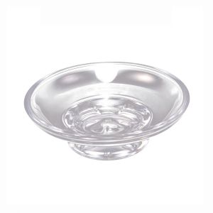 Glass Soap Dish Round Holder Clear Jewelry Storage Box Tray For Bathroom Hotel Shower