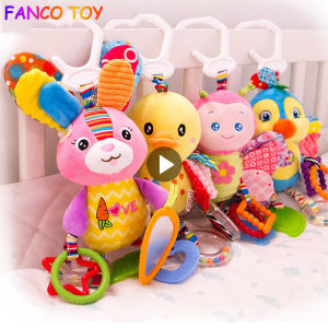 Cute Baby Plush Stuffed Rattle Toys Stroller Hanging Animals Bed Mobile Infant Bunny Newborns Educational Toys for Children Gift