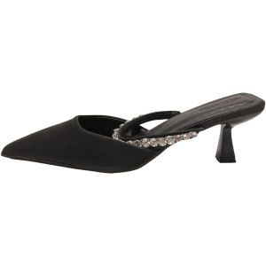 [Free Shipping] Plus-size womens open-toe sandals for outdoor wear summer 2025 new model one-strap with rhinestones silver stiletto high heels