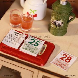 [COD] Season pet บ้านตุ๊กตาปฏิทินฉากโมเดลบ้านตุ๊กตาเฟอร์นิเจอร์ปฏิทินตั้งโต๊ะขนาดเล็กอุปกรณ์เสริมปฏิทินขนาดเล็ก