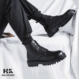 Giày combat boots da bò cao cấp - hàng chính hãng HK.STORE - kiểu dáng trẻ trung năng động - đế cao + da mềm đi rất êm chân