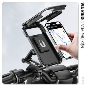 ZCAUTO Giá đỡ điện thoại xe đạp xe máy chống nước  Xoay 360 độ  Chống cướp giật Có lỗ sạc Hút nam châm chắc chắn Phù hợp với nhiều điện thoại kích thước lớn