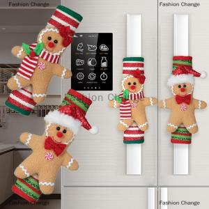 [COD] Fashion Change 2Pcs Christmas Refrigerator Handle Covers Gingerbread Man Christmas Cabinet Handle Covers Decorative Kitchen Appliances Gloves
