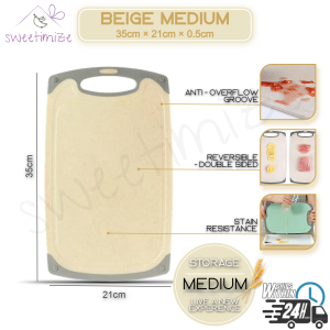 🇸🇬 Wheat Straw Chopping Board Antibacterial Reversible Eco Friendly Non-Porous Ergonomic Convenient Storage