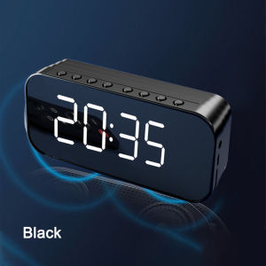 ลำโพงบลูทูธพร้อมกระจกแต่งหน้านาฬิกาปลุกเครื่องเล่นเพลงลำโพงวิทยุ FM เสียงทุ้มจอแสดงผลหน้าจอ LED