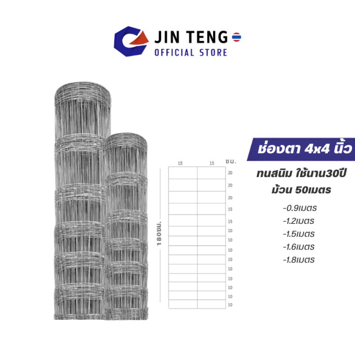 รั้วตาข่ายถักปม ช่องตา 4x4 นิ้ว สำหรับล้อมคอกม้า วัว แพะ
