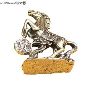 WP💓💛💖 Brass Horse Step On Coins Lucky Statue Feng Shui Desk Miniatures Pure Copper Crafts Collections Chinese Home Office Figurines
