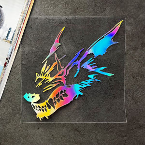 JDM chó sói siêu ngầu đầu cá nhân nhãn dán phản quang xe hơi cơ thể đầu bao gồm hình dán trang trí Đề-can chống thấm nước Phụ kiện xe máy