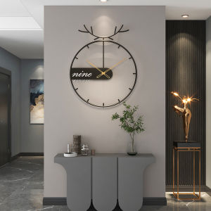 Jam Dinding Simple and Fashion Mute Minimalist Digital Clock Vintage Creative Deer Head Wall Clock Modern Home Living room Decorations 挂钟 壁钟
