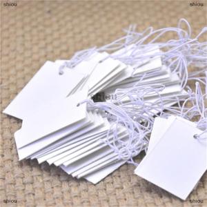 [COD] shiou 100Pcs White Paper Jewelry Clothes Label Price Tags With Elastic String 5*3cm
