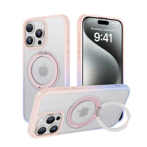 MagSafe 360 ° Rotatable Magnetic Ring Stand Phone Case For iPhone 16 15 14 13 12 Pro Max Plus Translucent Matte Kickstand Cover For iPhone 16 Pro Max Clear Military Shockproof Bracket Casing