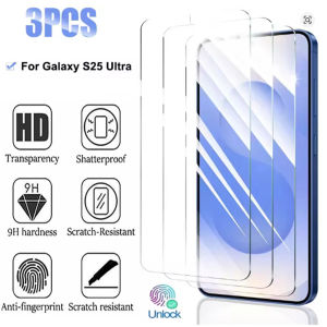 Siêu âm vân tay Tương thích cho Samsung Galaxy S25 Plus S25 Ultra S25 miếng bảo vệ màn hình bọc hoàn toàn kính cường lực (3PCs Rõ ràng) ﻿