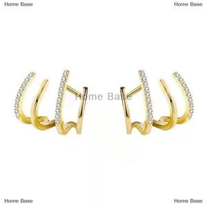 [COD] Home Base Korean Earing Claw Ear Hook Clip Earrings for Women Four-Prong Setting Color Ear Earrings Fashion Jewelry New Year Gift