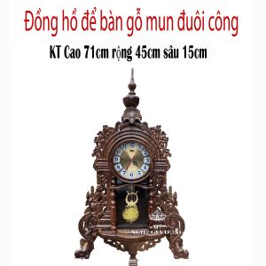 Đồng hồ để bàn gỗ mun đuôi công