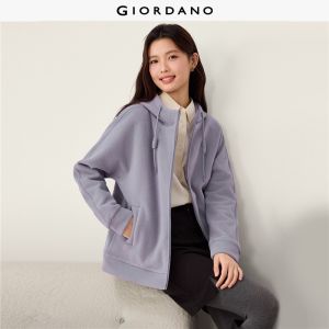 Giordano Beau Monde Women Polar fleece zip front hooded jacket Free Shipping 13376954