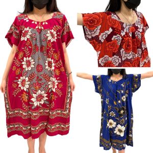 WOMEN BATIK DRESS 5XL BIG SIZE/NIGHTY/NIGHT DRESS/BAJU BATIK SIZE BESAR/BAJU BATIK 5XL/READY STOCK