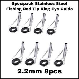 8pcs/pack Stainless Steel Fishing Rod Tip Ring Eye Guide