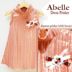 ABELLE Dress Shimmer Plisket Glitter untuk Anak Perempuan 1 - 6 tahun