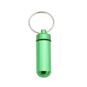 Reviln กล่องยายาพวงกุญแจอลูมิเนียม กล่องใส่ยาขนาดเล็กแบบพกพากันน้ำ Keychain Pill Box