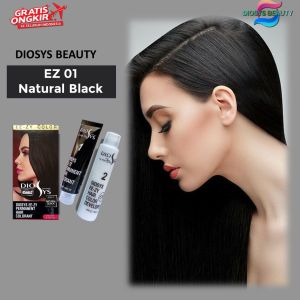 NATURAL BLACK Cat rambut hair color Diosys Warna HITAM semir plus developer colour pewarna rambut